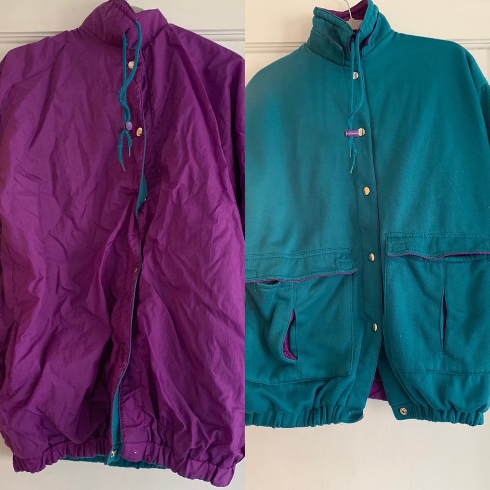 Vintage puffy windbreaker reversible jacket Grandpacore Grannycore Fall Oversize